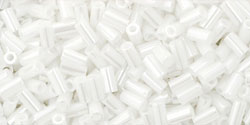 (image for) TOHO Size 1 Bugle Bead. 3mm Length-White Opaque Luster. 100 Gram Bag